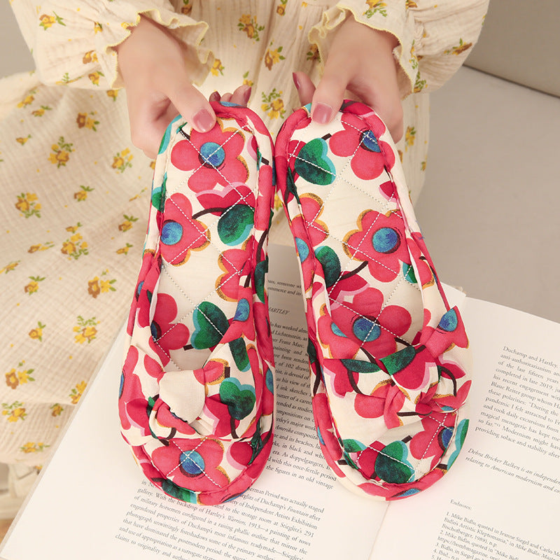 Wholesale Fabric Bowknot Indoor Non-slip Slippers